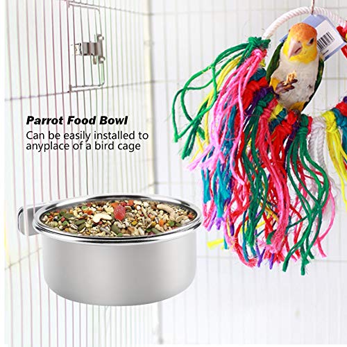 Stainless Steel Food Water Feeding Bowl Parrot Hanging Feeder Birdcage Accessory for Small Animals Finches Conure(Small)