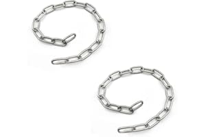 MIKMAYTOO Stainless Steel Safety Chains 50CM (L) x 4MM (T) Long Link Chain Rings Light Duty Coil Chain for Hanging Pulling Towing (4mm*50cm-2 Pack)