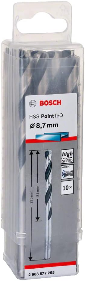Bosch PointTeQ HSS Twist Drill Bit 10pc 8.7 x 81 x 125 mm