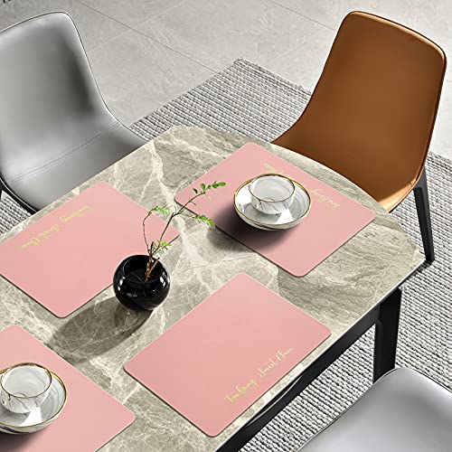 ALLONWAY Platzset, PU Leder Tischset, Tischsets Abwaschbar, wasserdichte Und Abwischbar Platzset, Platzdeckchen rutschfeste für Küche Speisetisch, Rosa, 45 cm × 32 cm (4er Set)