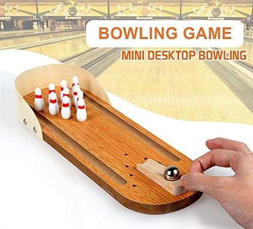 ZJKC Children Kids Wooden Mini Desktop Bowling Game Toys Desk Ball Board Games Gifts Mini Desktop Bowling Game Toys Desk Ball Board Games Puzzle Ball Desk Toys