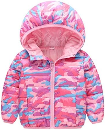VividYou Little Kids Zip Warm Stylish Camo Hooded Down Coat Waistcoat Light Purple 100cm