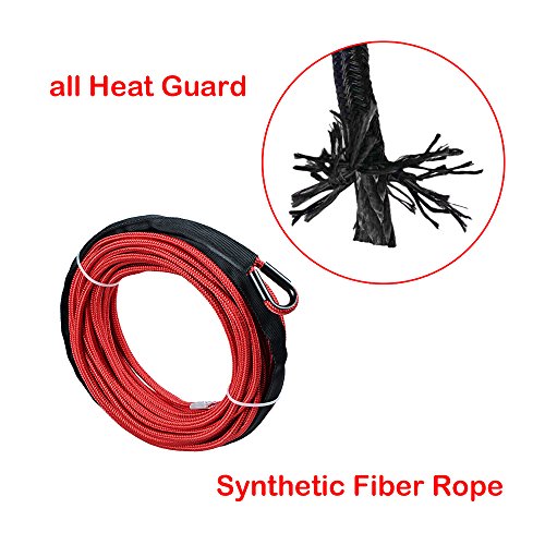 Astra Depot 50' x 1/4 7000lbs Red Synthetic Winch Rope Rock All Heat