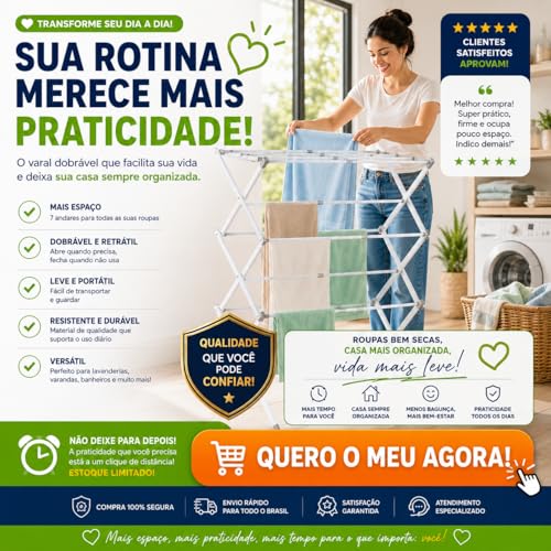 Varal De Chão Dobrável Com Andares Portátil Resistente Para Roupas