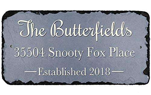 Sassy Squirrel Beautifully Handcrafted and Customizable Slate Home Address Plaque (12"x6" or 18”x8”) Personalized House Sign with and mounting Hardware. Improve The Curb Appeal of Your Property - Thumbnail 6