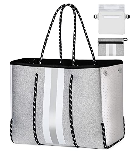 IBFUN Neoprene Bag, Large Multipurpose Beach Bag Neoprene Tote Bag with Inner Pocket for Women/Pool