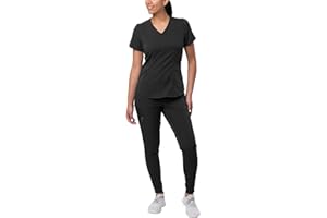 ADAR UNIFORMS Adar Pro Modern Athletic Scrub Set For Women - Modern V-Neck Scrub Top & Yoga Jogger Scrub Pants