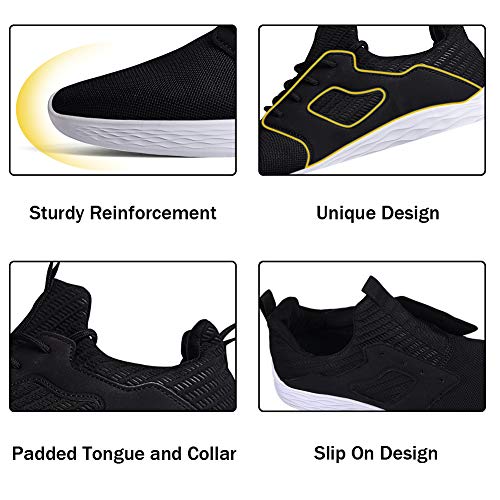 DierCosy Mens Running Shoes Tennis Shoes Mesh Breathable Lightweight Slip on Gym Walking SneakersBlack 9