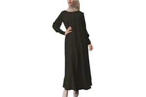 Lmdudan Muslim Abaya Dress for Women Kaftan Islamic Maxi Dress Middle East Robe Solid Long Sleeve Jilbab Prayer Clothes