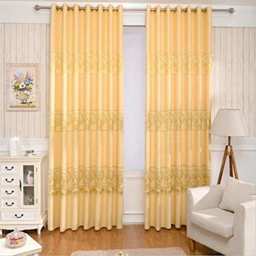 GYMNLJY Curtains Polyester / cotton Yellow Jacquard Blackout Noise Reducting Warm Protecting Panels for Bedroom Panels for Bedroom Drapes , yellow , A