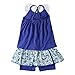 LittleSpring Girls Summer Outfits 3T for Toddler Girl Tank Tops and Shorts Set Casual Floral Cute Fashion 2 Piece Outfit Blue