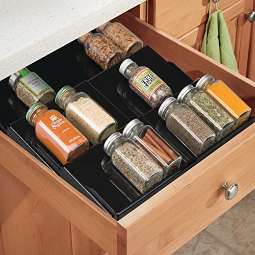 mDesign Expandable Plastic Deluxe Spice Rack, Drawer Organizer for