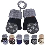 DZT1968® 1 Pair Winter Baby Cute Thick Gloves Mittens With String (0-12 Months)