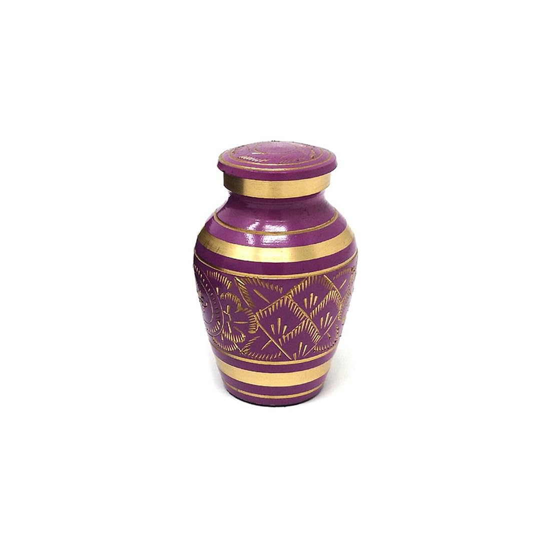 Well Blessed Gold Floral & Circle Designs Engraved Small Keepsake Urn for Ashes, A Small Keepsake Funeral Urn (Pink)