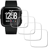 iDaPro Screen Protector for Fitbit Versa Lite Edition/Fitbit Versa Smart Watch [4 Pack] Tempered Glass Anti-Scratch Bubble-Fr