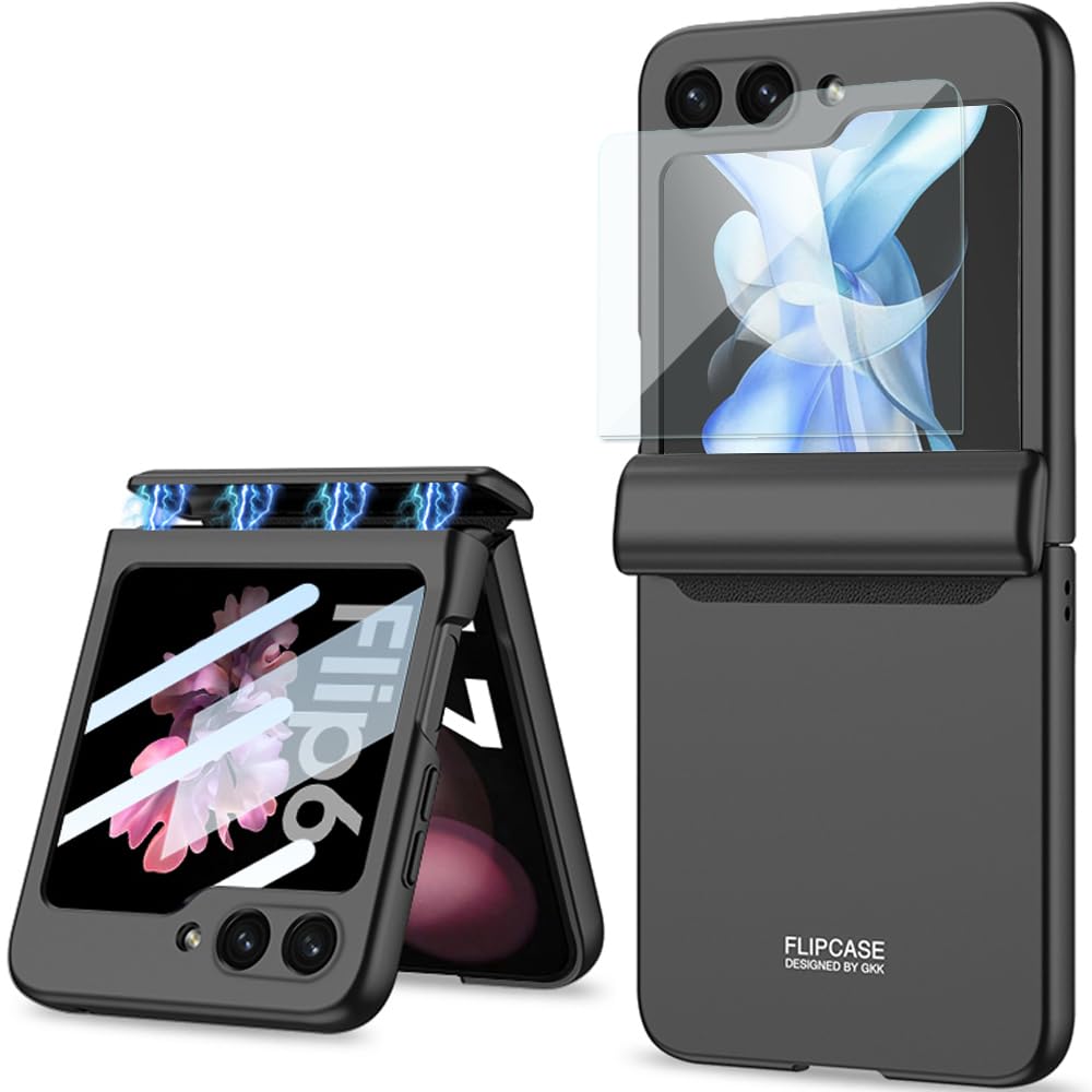 Case for Samsung Galaxy Z Flip 6 Built in External Screen Protector and Hinge Protection,Heavy Duty Shockproof Anti-Scratch Full Body Protective Phone Cover for Samsung Galaxy Z Flip 7 FE(Black)