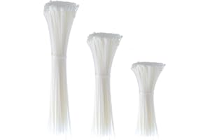 Aifounds 150 PCS Cable Zip Ties Heavy Duty, Self-Locking Nylon Cable Straps 4+8+12 Inch, Durable Auto-Locking Cord Wraps Whit