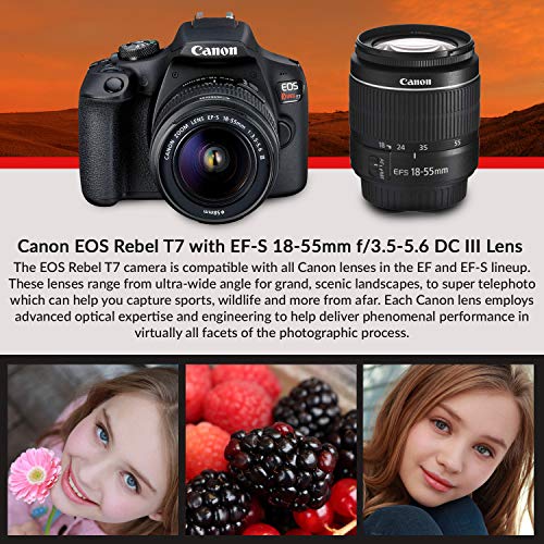 Canon Rebel T7 DSLR Camera with 1855mm Lens Kit and Sandisk 64GB Ultra
