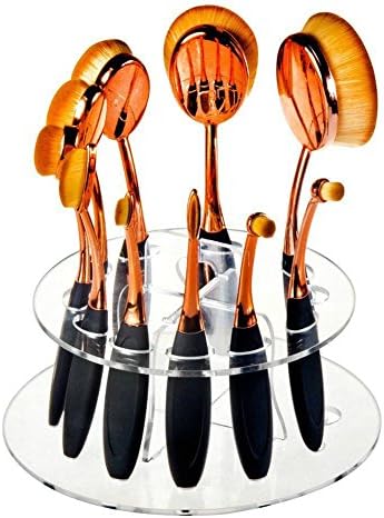 10 Holes Clear Acrylic Oval Brushes Organizer Holder for Makeup Brushes Drying Rack Cosmetic Desk Bracket Shelf Tool