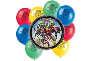 Avengers Birthday Party Bundle - 9 Official Licensed Party Supplies with 1 Foil & 8 Latex Balloons - Ultimate Solution for an