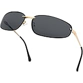 Dollger Y2K Sunglasses Women Trendy 2000s Wrap Around Metal Accessories Sun Glasses 90s Rectangle Cyber Fashion Cool Shades