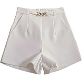 Floerns Women's Elegant Dress Shorts Pleated Straight Leg Business Casual Short Pants