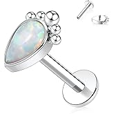 GAGABODY G23 Titanium Opal Labret Studs 16g Tragus Earring Internally Threaded Silver Helix Earrings Cartilage Piercing