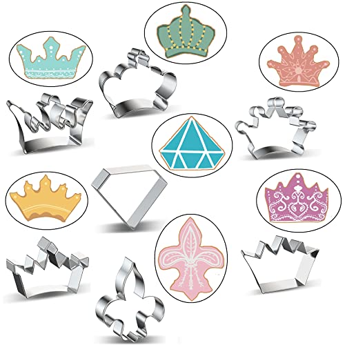 Crown Cookie Cutter Set of 7 pcs, Stainless Steel Princess Crown Series
