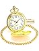 Classic Vintage Easy to Red Watches Stainless Steel Quartz Pocket Watch with Beautiful Pocket Watches Box (Gold-Tone)