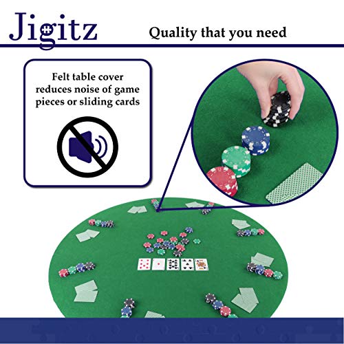 Jigitz-Round-Game-Table-Cover-Fitted-Table-Cloth-36in-to-48in-Elastic-Fit-Felt-Poker-Table-Cover-Protector
