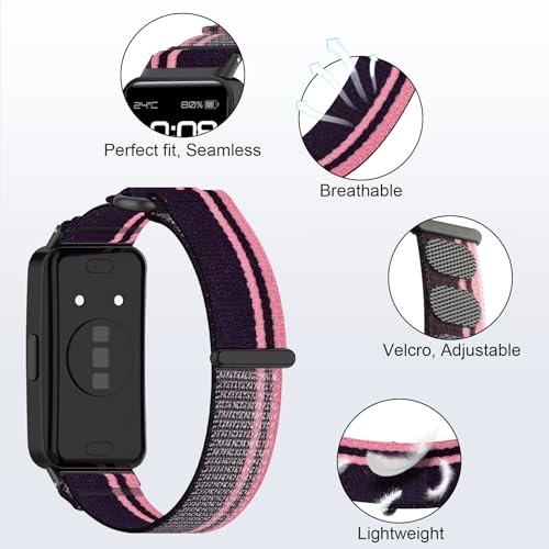 DHWGang Nylon Replacement Strap Compatible with Huawei Band 10/9/8 Smart Watches, Lightweight, Soft, Comfortable, Water Resistant, Breathable, Sport, Watch Accessories for Men and Women