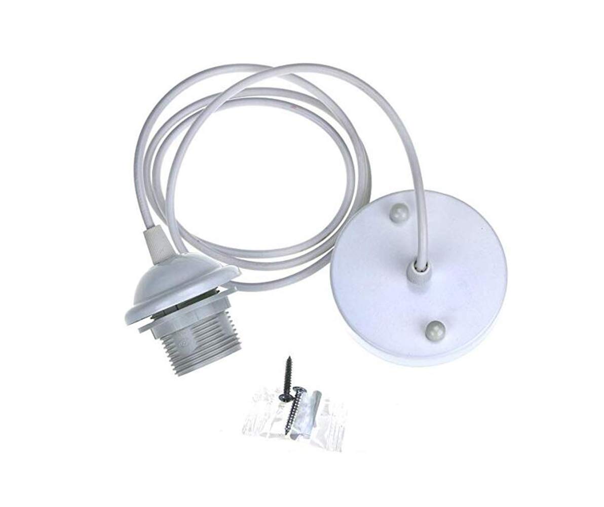 KuLio Ceiling Rose Pendant With Lamp Holder fitting Accessories Kit Set For E26/E27 Screw-type Bulb Light (Pack of 1 White)
