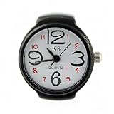 Youyoupifa Arabic Numbers Quartz Alloy Finger Ring Watch (White&Black)