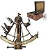 Brass Nautical - Large Brass Sextant Navigation Instrument Sextante Navegacion Marine Sextant in Hardwood Gift Box (6 inches, Antique Patina)