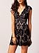 Romwe Women's Gorgeous V Neck A Line Sexy Short Cap Sleeve Lace Dress Black L