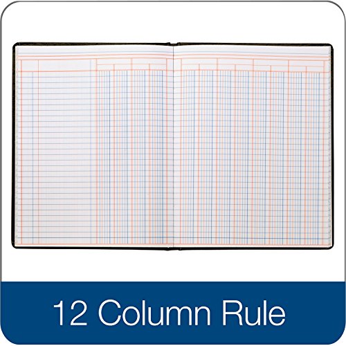 Adams Account Book, 7 x 9.25 Inches, Black, 12Columns, 80 Pages