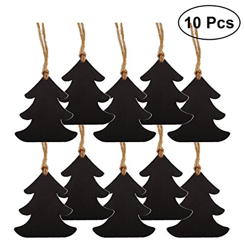 Healifty 10pcs Christmas Tree Chalkboards Wooden Blackboard Tags Hanging Sign Board for Wedding Party Kids Crafts