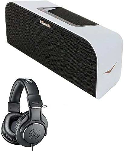 Klipsch Music Center KMC 3 Portable Speaker System White (1016240) with Audio-Technica Professional Monitor Headphones