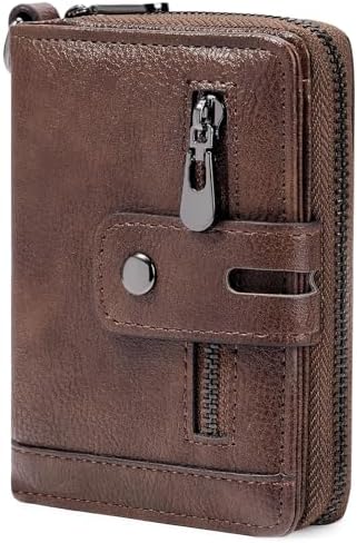 Amazon.com: LAOSHIZI Zipper Wallets for Men Genuine leather Zip