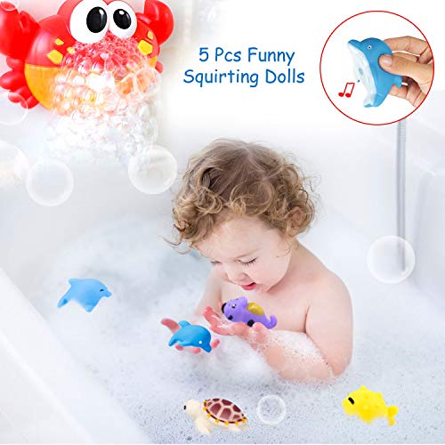 Joyjoz 3 in 1 Bath Bubble Machine, Automatic Bubble Maker for Toddlers with 12 Nursery Rhyme, 1000+ Bubbles Per Minute, Include Bubble Machine,5 Stacking Cups, 5 Squirting Dolls, Gifts for Kids