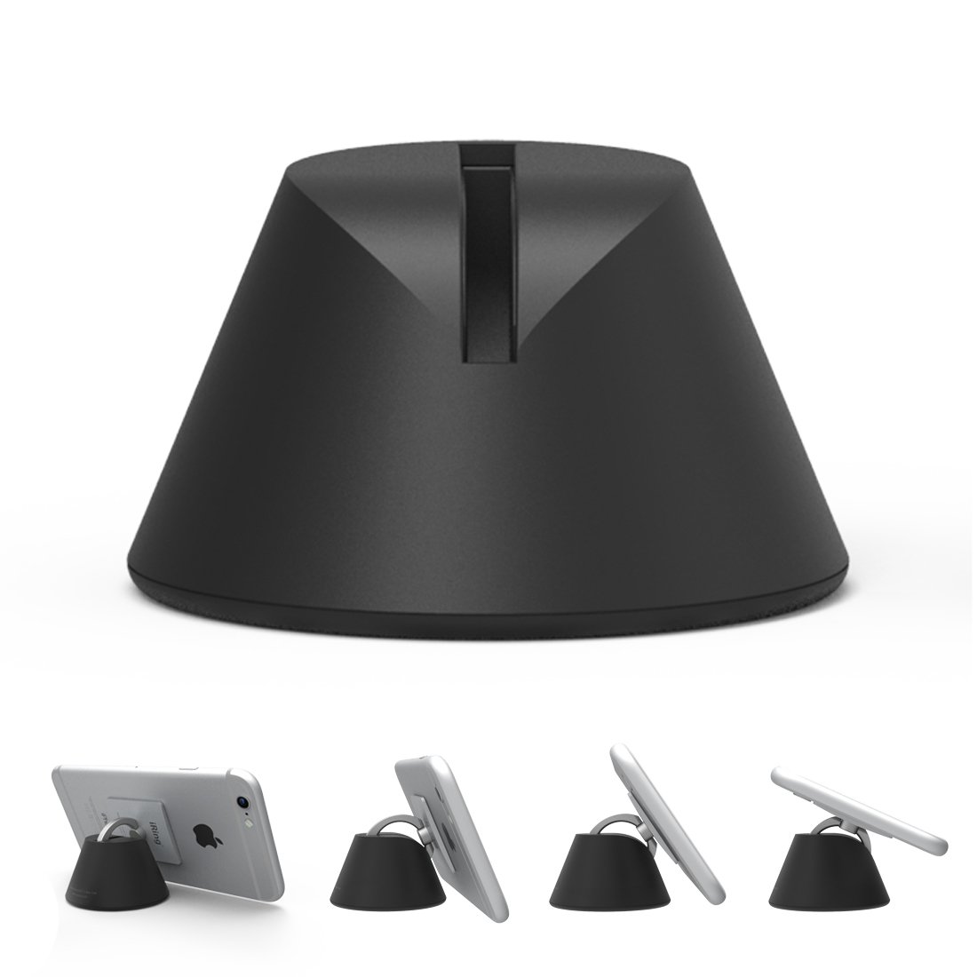 iRing Premium, 3 in 1 Hand Grip Ring and Mount for Mobile Phones - Designed by Aauxx Black