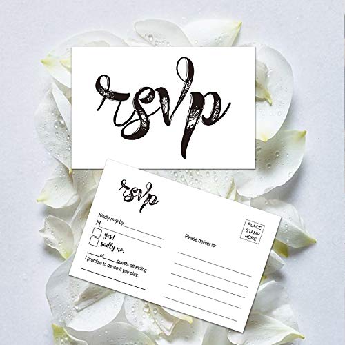 50 Blank RSVP Cards, RSVP Postcards, RSVP Reply, Response Return Card for Wedding, Rehearsal Dinner, Baby Shower, Bridal Shower, Birthday Party Invitation, No Envelopes Needed, Rustic Wedding Themed - Thumbnail 5