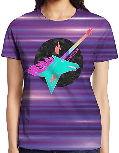 Unicorn Logo Comfy Printed Casual T-Shirt Tee Tops For Womens Small