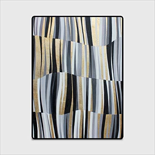 Yugy Carpet Modern Abstract Gold Black Gray Geometric Line Triangle Rectangular Carpet Crystal Velvet Mat Carpet 200 * 300cm