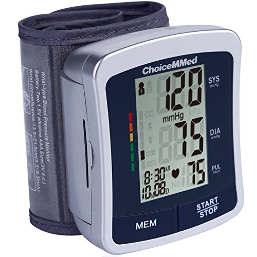 CHOICEMMED Wrist Blood Pressure Monitor - BP Cuff Meter with Display - Blood Pressure Machine up 5.3"-8.5" Wrists - Blood Pressure Tester Kit with Case - Blood Pressure Gauge with Memory - Thumbnail 5
