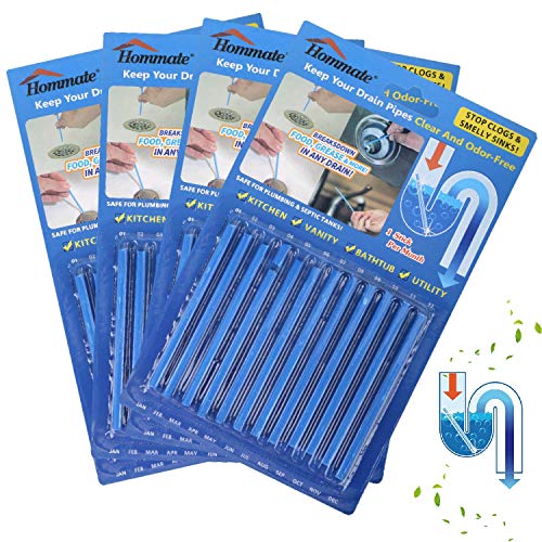 Drain Sticks Drain Stix Drain Cleaner & Deodorizer Sticks Drain Deodorizer Sticks for Clog Odor Unscented Non-Toxic for Kitchen Bathroom Sinks Pipes Septic Tank Safe As Seen On TV (48pcs, Blue) - Thumbnail 6