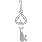 Jewels By Lux Sterling Silver Unisex Good Luck Clover Key Charm Pendant