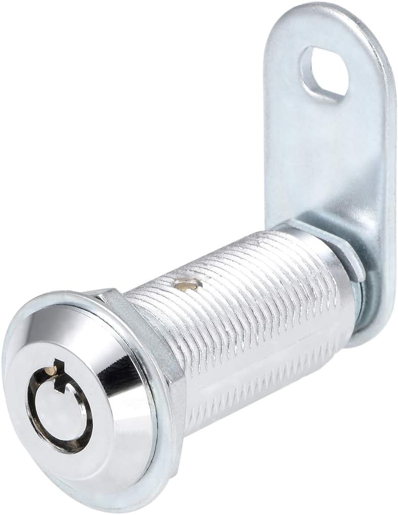 sourcing map Tubular Cam Lock 1-1/2" Cylinder Length Chrome Finish Keyed Different - Image 3