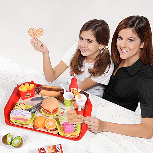 image for FUN LITTLE TOYS 40 PCs Play Food Toys, Pretend Play Kitchen Set Cuttin