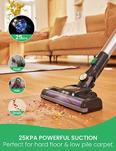 Cordless Vacuum Cleaner, Vactidy Blitz V8 Cordless Stick Vacuum with Detachable Battery, 25KPa Suction Hardwood Floor Vacuum Up to 35min Runtime, Lightweight Stick Vacuum for Carpet Pet Hair Cleaning